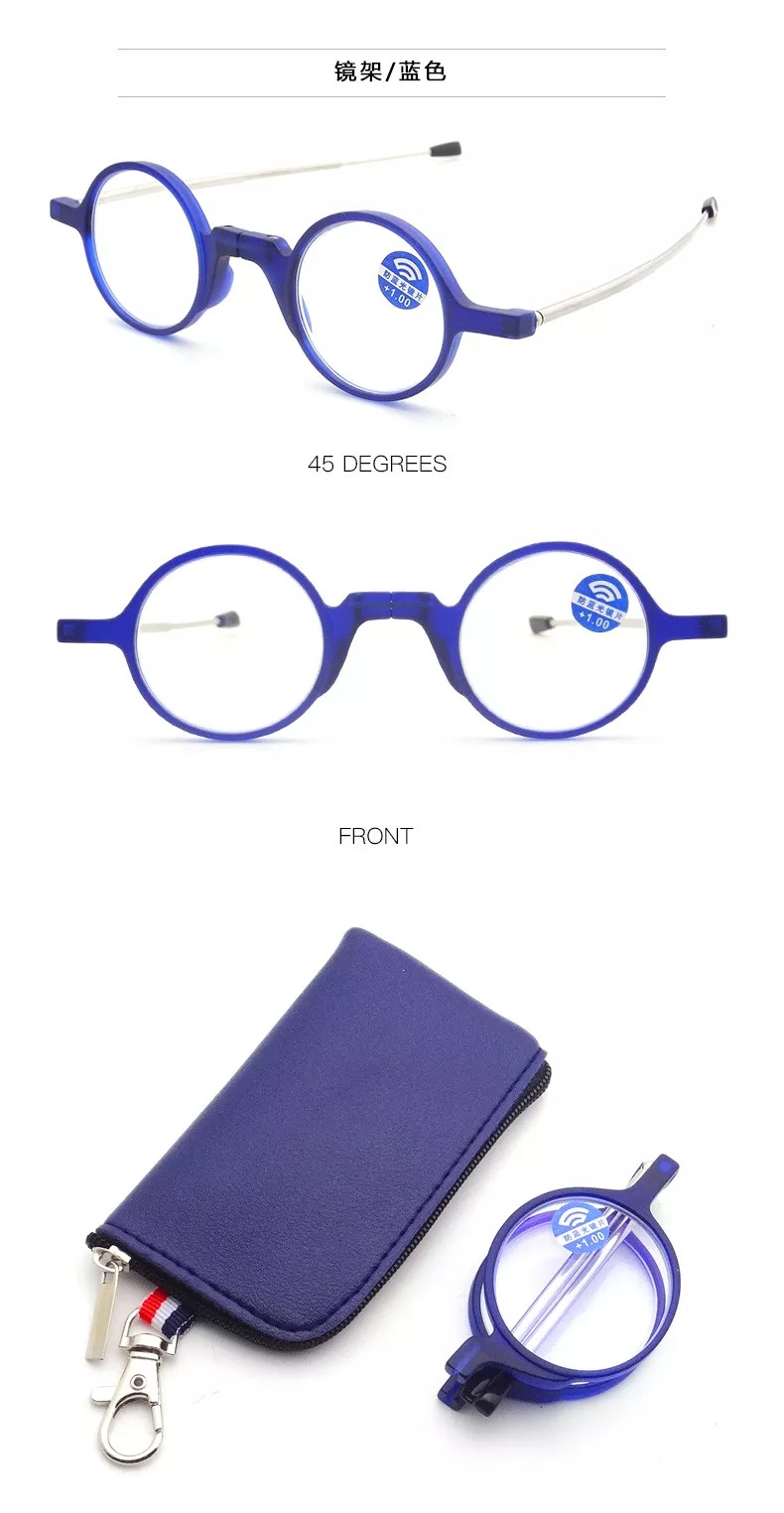 New anti - blue - ray antenna ultra light folding retro reading glasses 1.0 to 4.0 Portable reading glasses