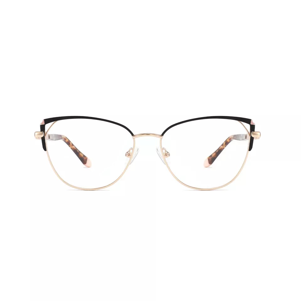 2022 New Design Vintage Luxury Acetate Metal Frame Cat Eye Optical Glasses For Women Ladies Eyewear