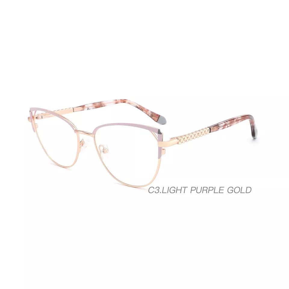 2022 New Design Vintage Luxury Acetate Metal Frame Cat Eye Optical Glasses For Women Ladies Eyewear