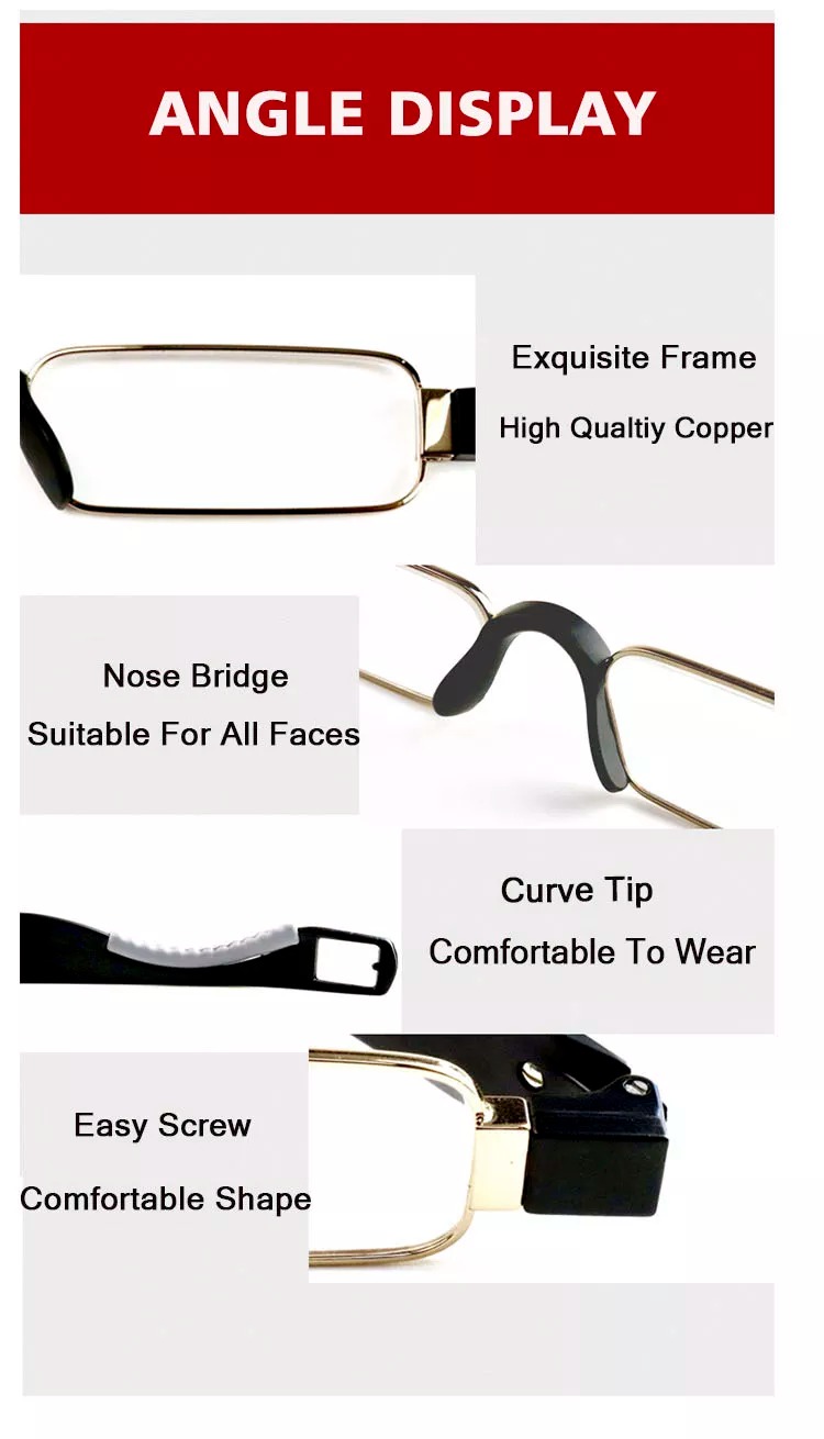 Vintage 360 Degree Rotation Crystal Lens Metal Frame TR Eyewear Folding Reading Glasses For Men And Women