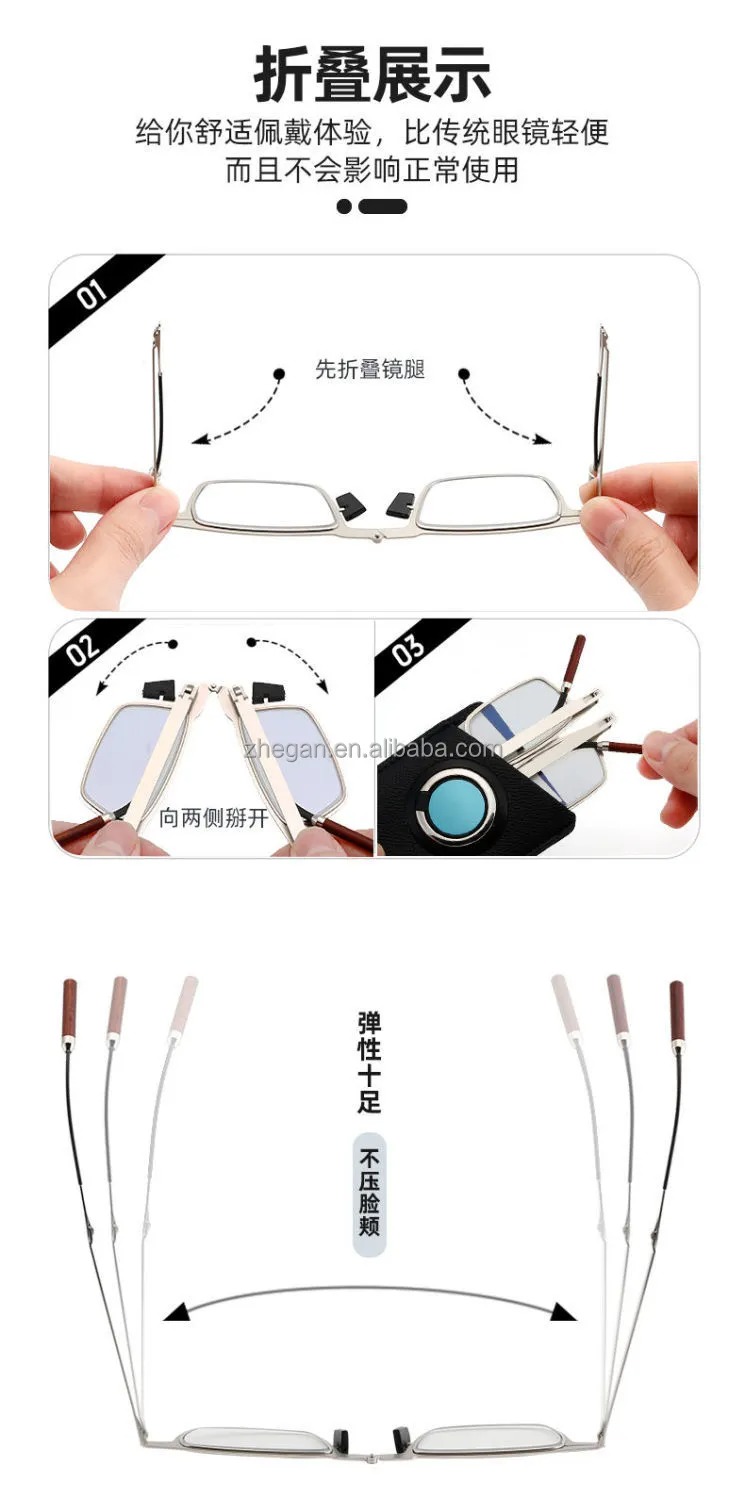 Pack Folding Reading Glasses Blue Light Blocking, Foldable Readers Anti UV Glare, Lightweight Portable Mini Eyewear