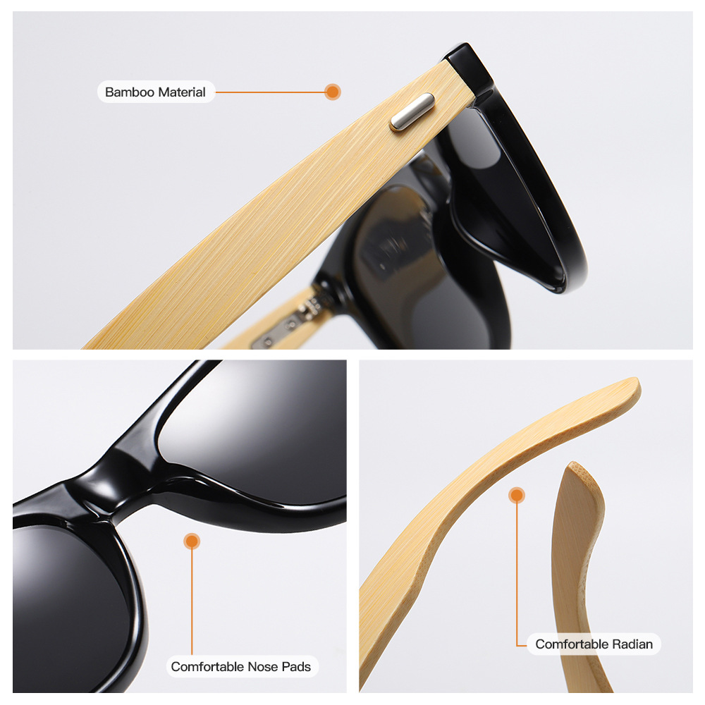 High Quality TR 90 New Trend Bamboo Wood Polarized Sunglasses UV400 Shades