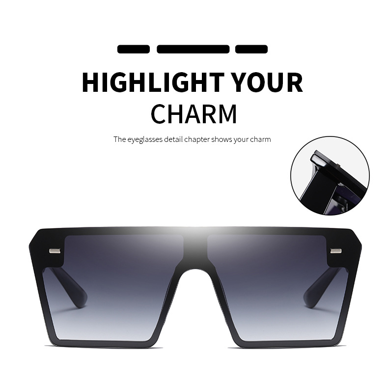 2023 Retro Oversized Square Sunglasses Rice Nail Sunglasses All-in-One Fashion Shades Vintage One Piece Lens Women Sunglasses