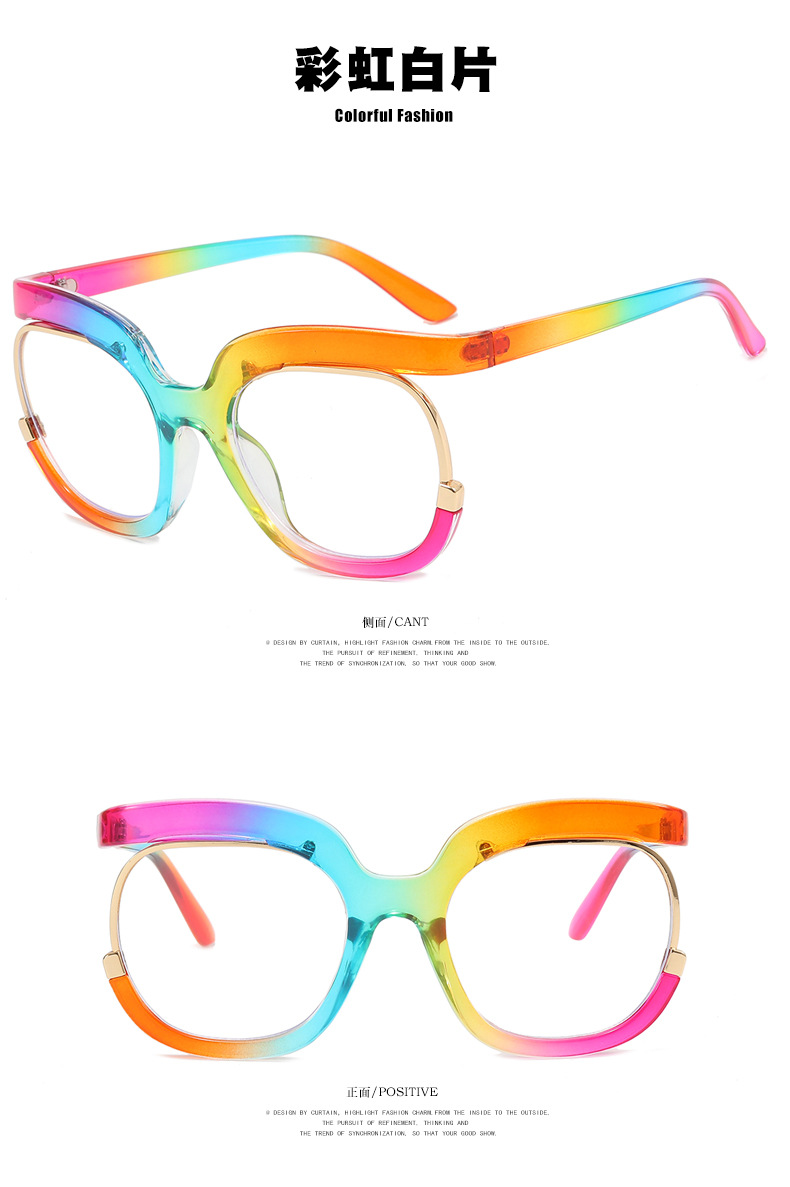 2023 Trendy Flat Top Eye Glasses Women Eyeglasses Frames Candy Color Gradient Eyeglasses Oversized Optical Frames