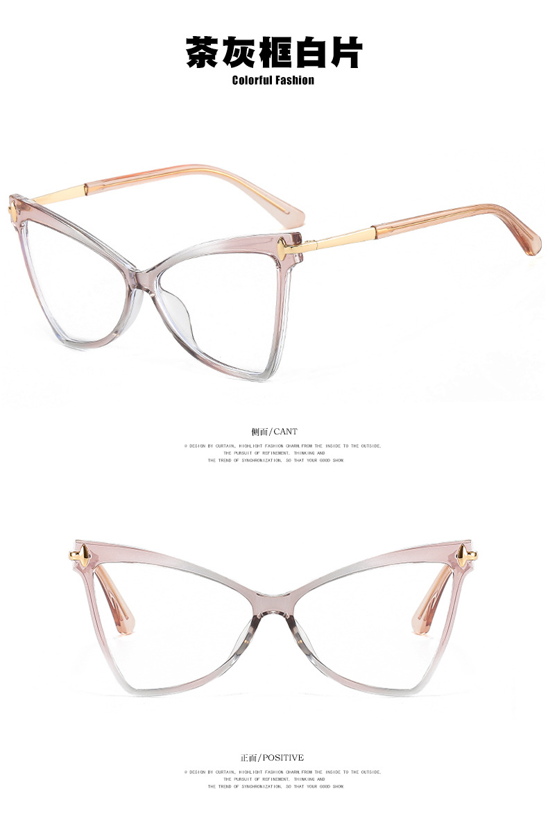 2023 New Cat's Eye Personalized Irregular TR90 Anti Blue Light Glasses Women's Two Tone Optical Glasses Frame Customized Logo