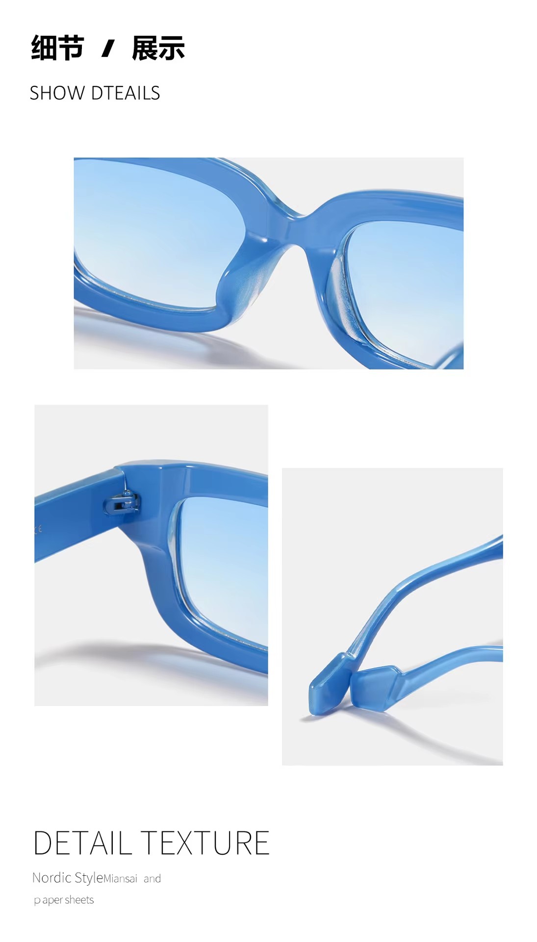 2023 Luxury Classic Sunglasses Little Women New High Quality Blue Glass Small Frame Square Thick Rim Light Simple Shades Swim