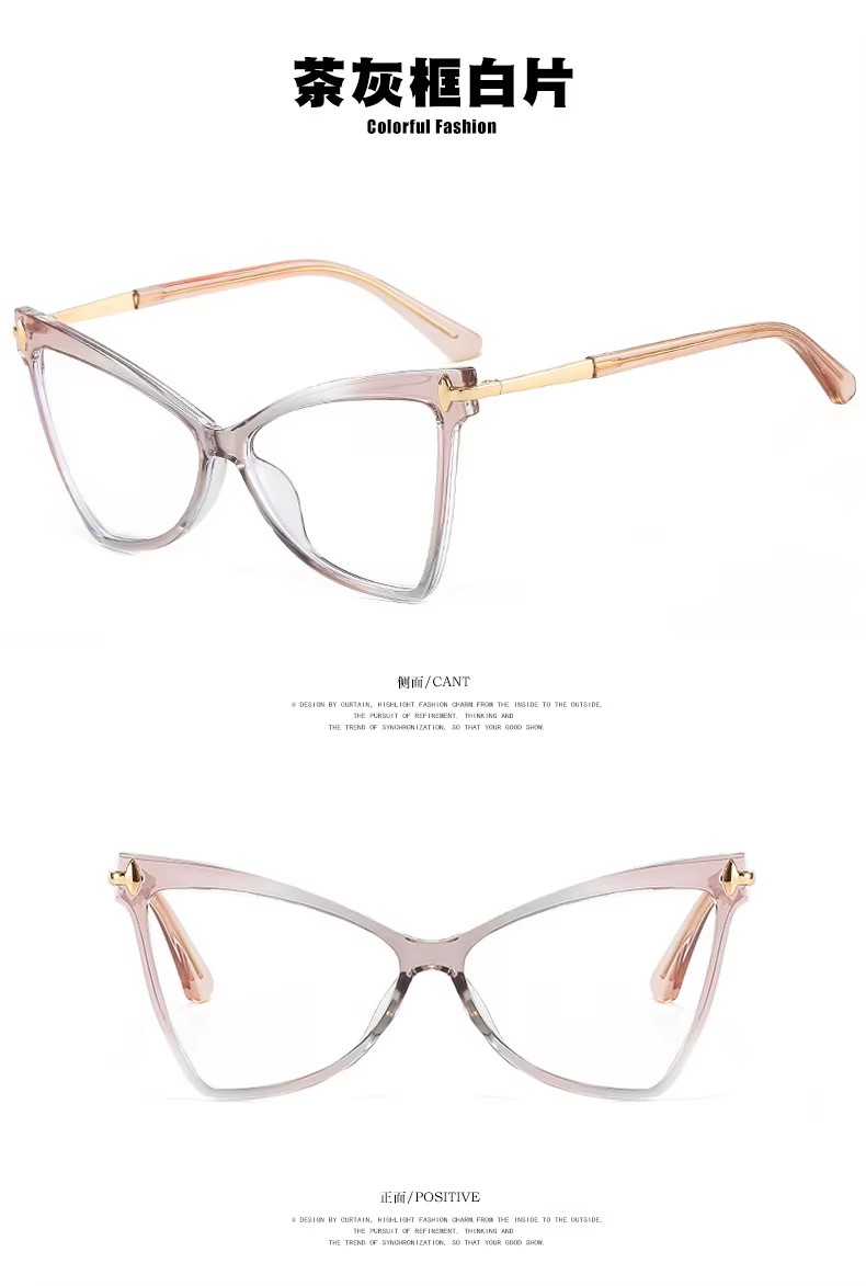 2023 New Cat's Eye Personalized Irregular Tr90 Anti Blue Light Glasses Women's Two Tone Optical Glasses Frame Customized Logo