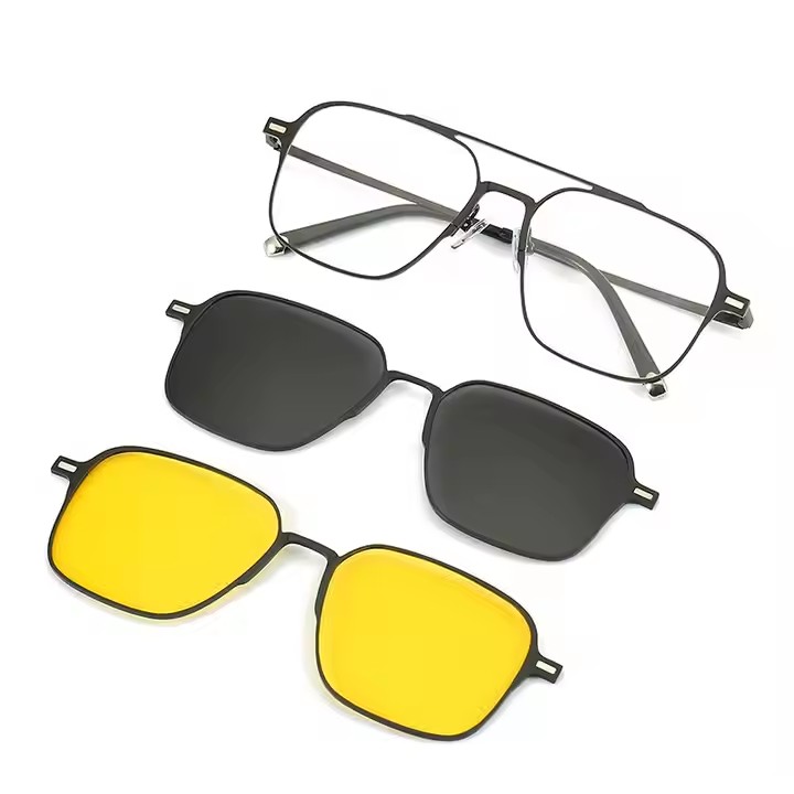 2023 New Fashion Double Bridge Sunglasses Women Three-in-one Pilot Driving Sun Glasses Men Square Hip Hop Shades