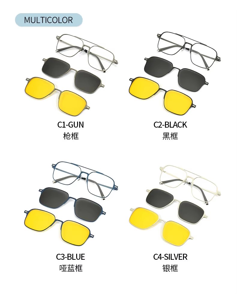 2023 New Fashion Double Bridge Sunglasses Women Three-in-one Pilot Driving Sun Glasses Men Square Hip Hop Shades