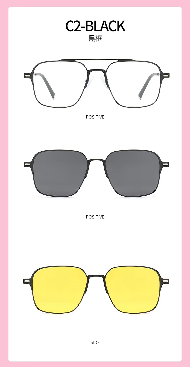 2023 New Fashion Double Bridge Sunglasses Women Three-in-one Pilot Driving Sun Glasses Men Square Hip Hop Shades