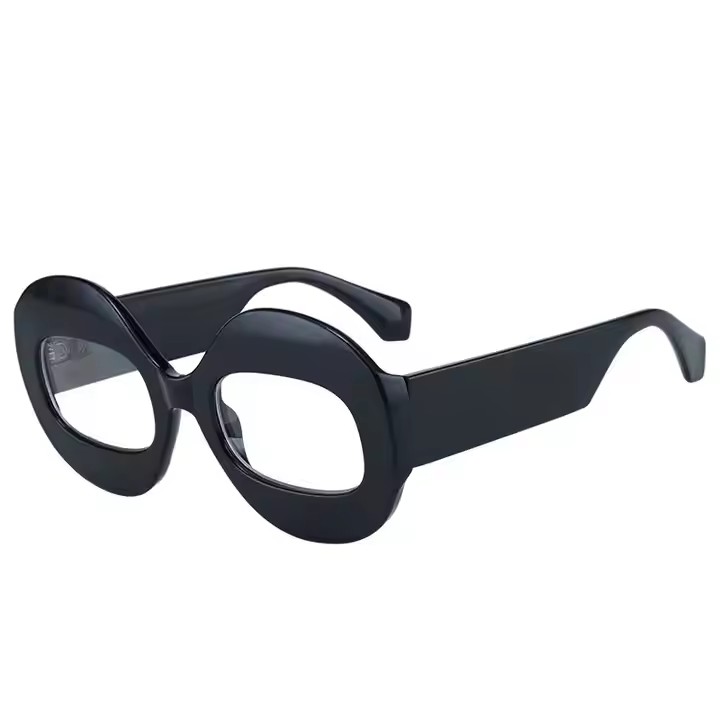 2023 New Personalized Optical Glasses Fashion Hip-hop Transparent Black Round Oval Frame Glasses Wholesale