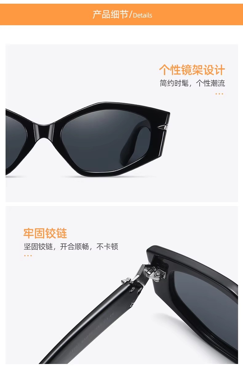 2023 New Tr90 Polarized Light Uv400 Protection Frame Shades Retro Fashion Private Label Luxury Irregular Thick Black Sunglasses