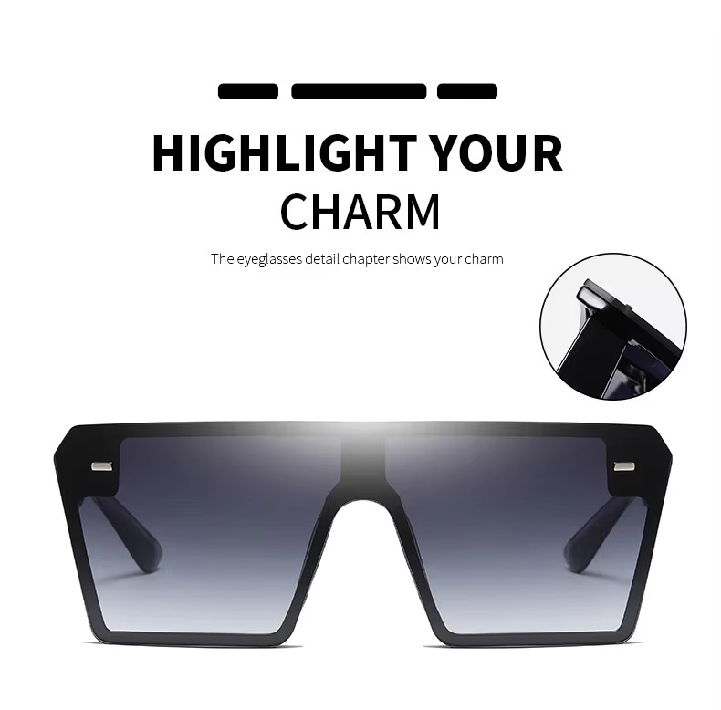 2023 Retro Oversized Square Sunglasses Rice Nail Sunglasses All-in-one Fashion Shades Vintage One Piece Lens Women Sunglasses