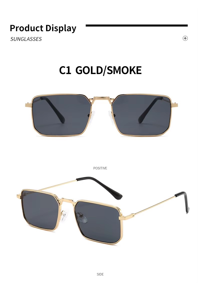 2024 Square Frame Men's Sunglasses Steampunk Sunglasses Women's Fashion Trend Metal Sunglasses