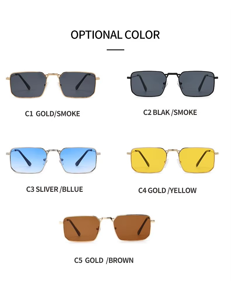 2024 Square Frame Men's Sunglasses Steampunk Sunglasses Women's Fashion Trend Metal Sunglasses