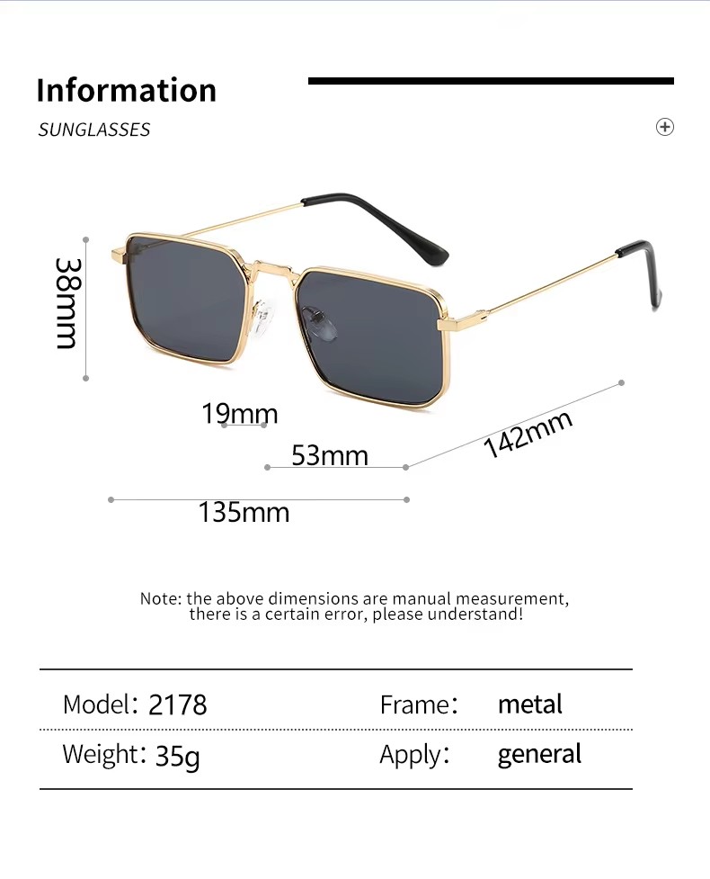 2024 Square Frame Men's Sunglasses Steampunk Sunglasses Women's Fashion Trend Metal Sunglasses