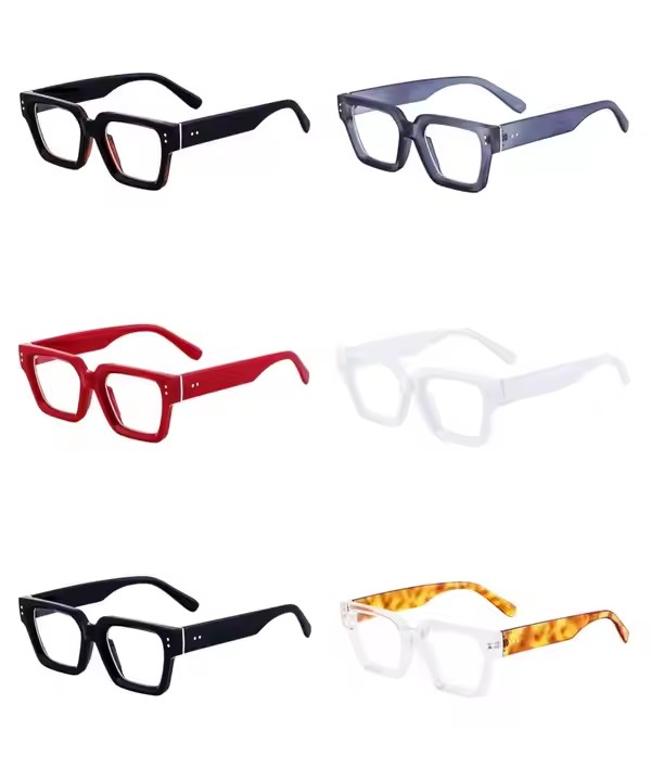 New European American Fashion Square Frame Glasses Blue/black/red Optical Frames For Women With Myopia Flat Glasses For Men