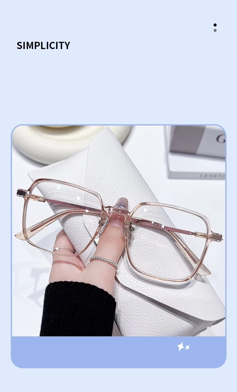 Anti-blue Light Color-changing Glasses Female Large Frame High Value Myopia Glasses Finished Sglasse Frame