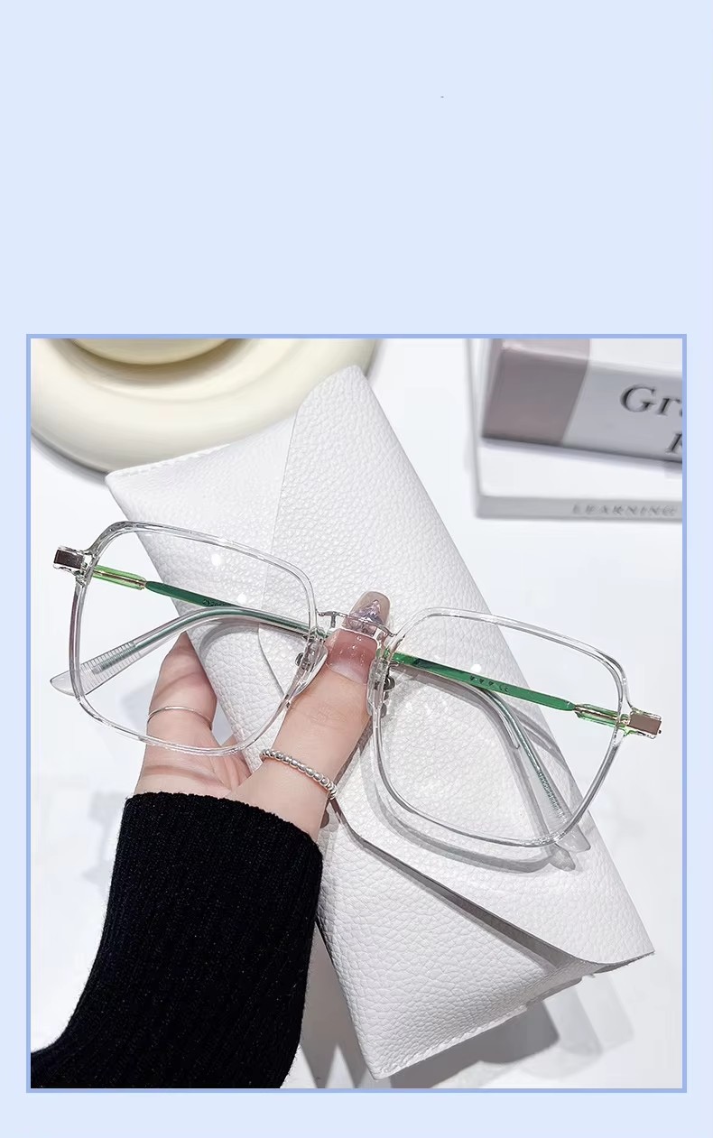 Anti-blue Light Color-changing Glasses Female Large Frame High Value Myopia Glasses Finished Sglasse Frame