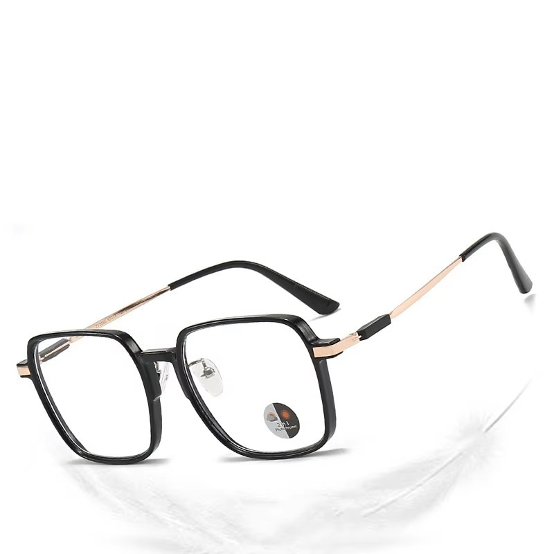 Anti-blue Light Color-changing Glasses Female Large Frame High Value Myopia Glasses Finished Sglasse Frame