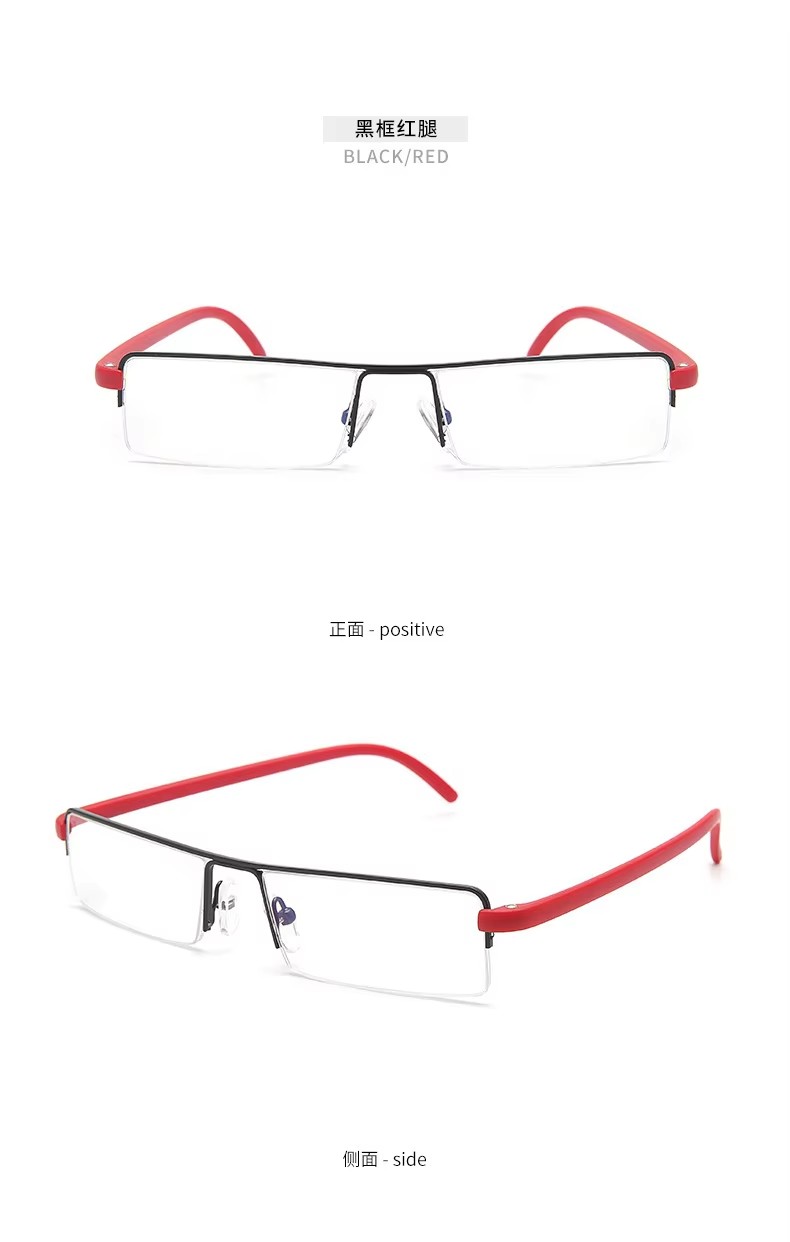 Anti Blue Light Metal Stainless Half Frame Reading Glasses For Men