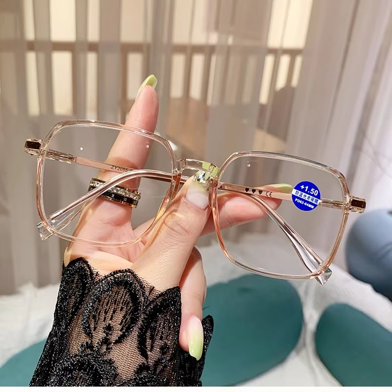 Anti-blue Light Reading Glasses Women's Fashion Trendy High-definition Large-frame Reading Glasses