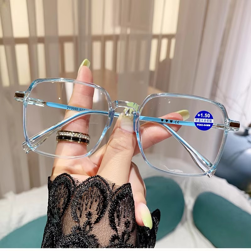 Anti-blue Light Reading Glasses Women's Fashion Trendy High-definition Large-frame Reading Glasses