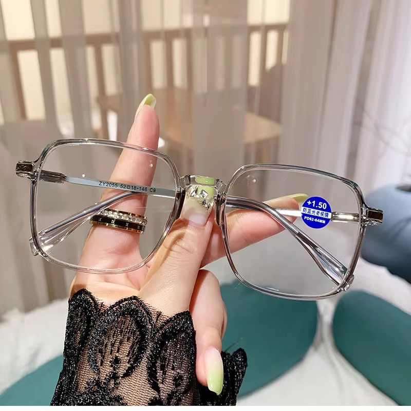 Anti-blue Light Reading Glasses Women's Fashion Trendy High-definition Large-frame Reading Glasses