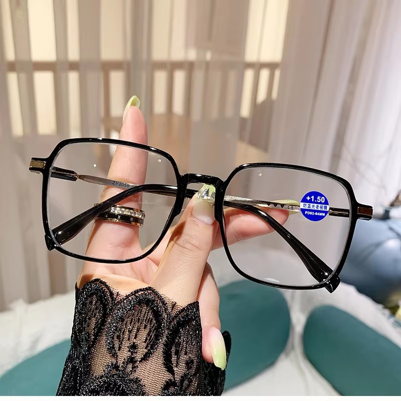 Anti-blue Light Reading Glasses Women's Fashion Trendy High-definition Large-frame Reading Glasses