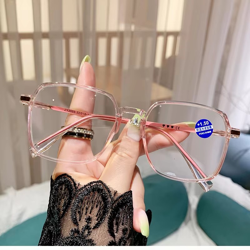 Anti-blue Light Reading Glasses Women's Fashion Trendy High-definition Large-frame Reading Glasses