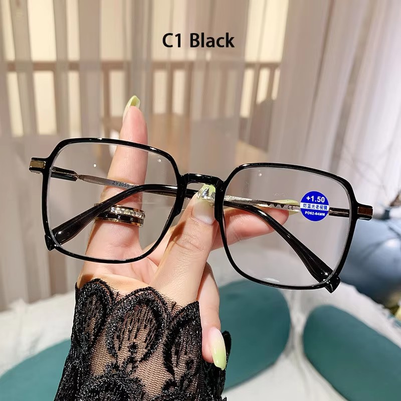 Crystal Anti-blue Reading Glasses Fashion Trend Women's Large Frame Reading Glasses