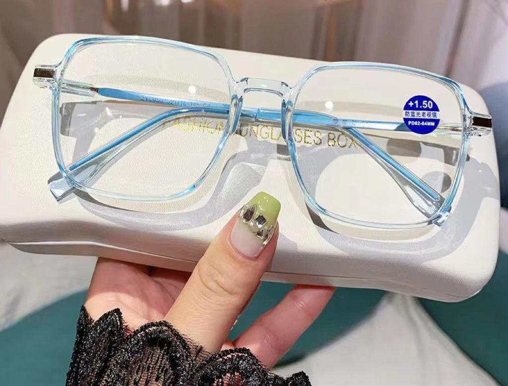 Crystal Anti-blue Reading Glasses Fashion Trend Women's Large Frame Reading Glasses