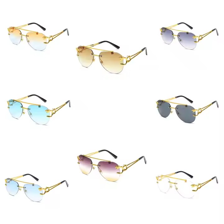 Fashionable Frameless Leopard Sunglasses for Men and Women Trendy Slim Reading Glasses with Multi-Color Frame