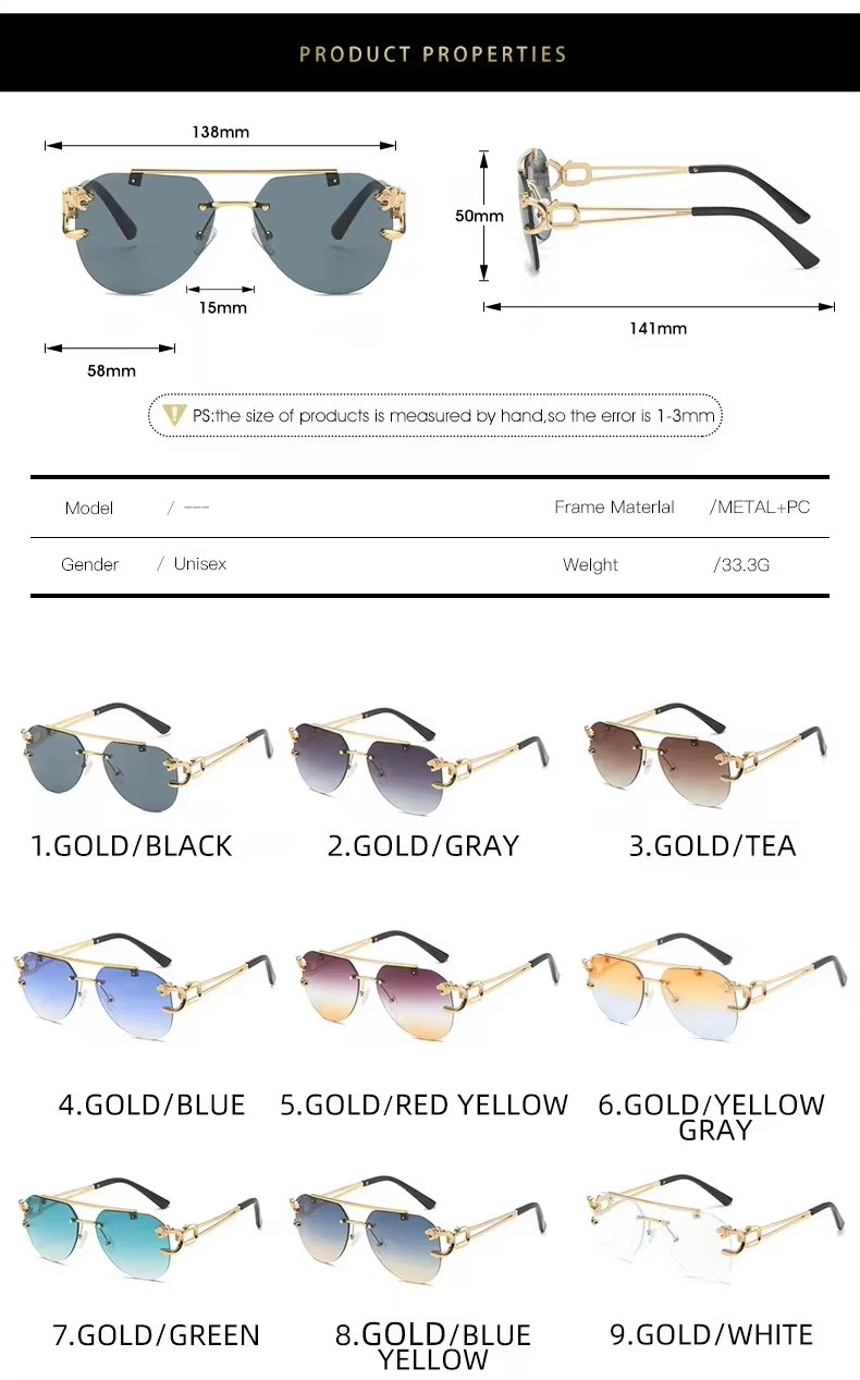 Fashionable Frameless Leopard Sunglasses for Men and Women Trendy Slim Reading Glasses with Multi-Color Frame