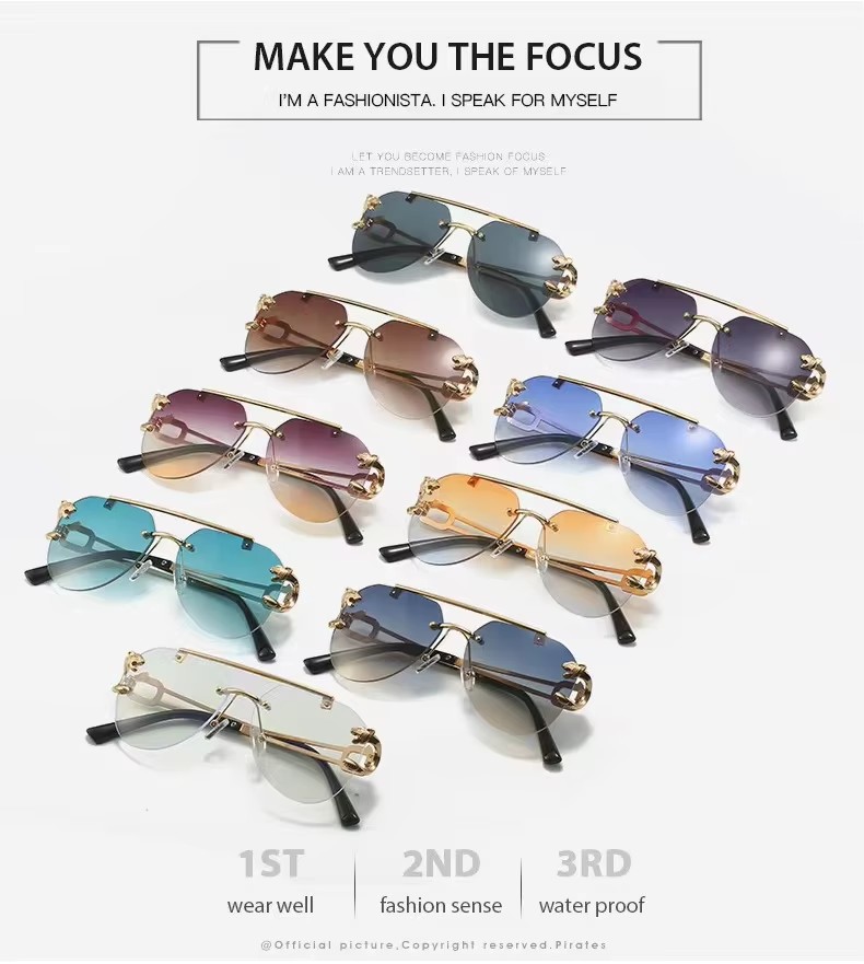 Fashionable Frameless Leopard Sunglasses for Men and Women Trendy Slim Reading Glasses with Multi-Color Frame