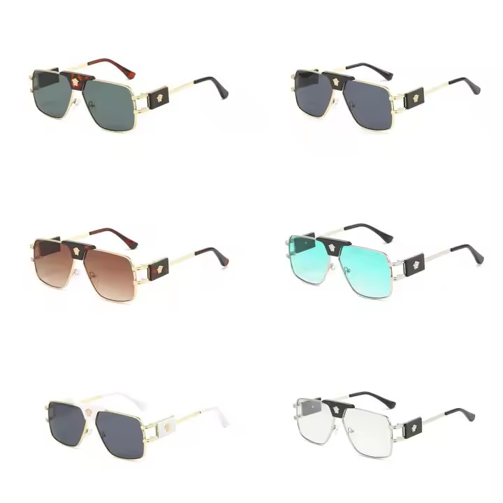 Fashionable Men's Double Beam Uv400 Sunglasses High Quality Metal Outdoor Reading Lenses Lens Glass Sun Glasses Lentes De Sol