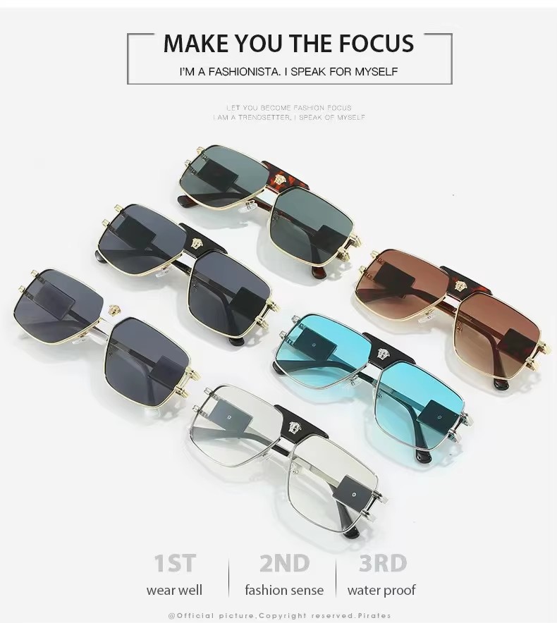 Fashionable Men's Double Beam Uv400 Sunglasses High Quality Metal Outdoor Reading Lenses Lens Glass Sun Glasses Lentes De Sol