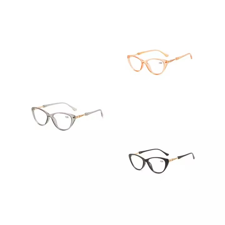 Fashionable Unisex High Definition Reading Glasses Retro Small Cat Eye Transparent Color Pc Frame For Middle-aged And Elderly