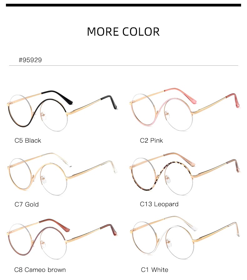 New Women's Half-frame Metal Optical Glasses With Anti-blue Light Lens Comfortable Flat Gold Frame For Myopia Correction