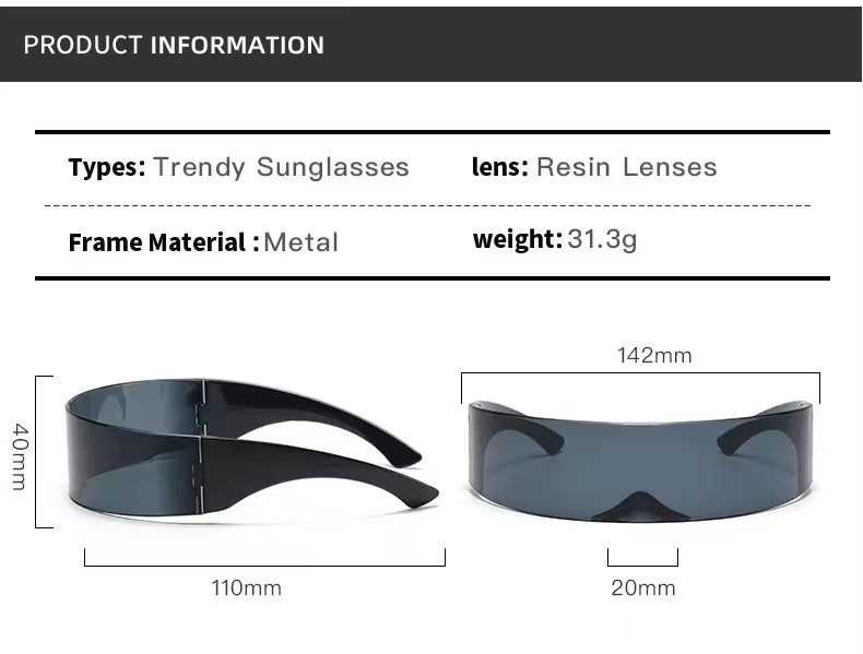 Hip Hop Punk Style Full Frame Rectangle Frame Sunglasses For Wen And Women