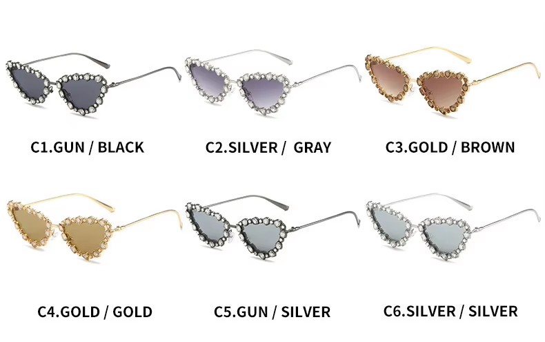 Hot Eyewear Fashion 2024 Luxury Diamond Bling Cat Eye Metal Sunglasses