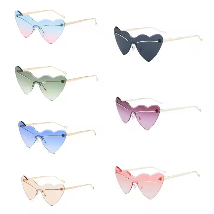 Hot Sunglasses Europe And The United States Style Love Hip Hop Concave Shape Rimless Cut Edge Personality Sunglasses