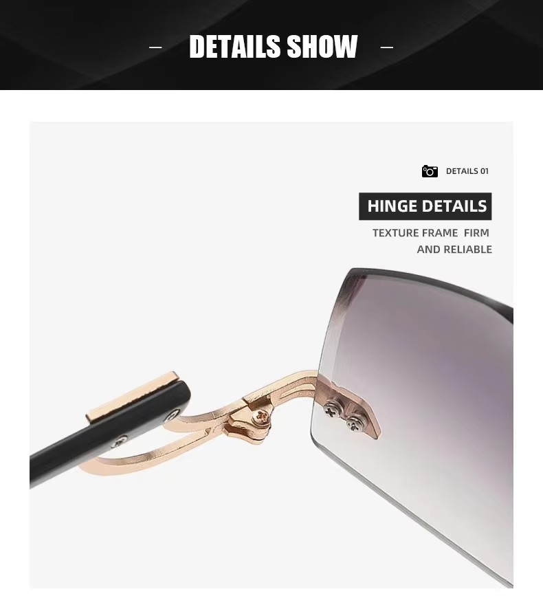 New Fashion Rimless Sunglasses Female Personality Trend Hollow Mirror Legs Irregular Ocean Piece Sunglasses