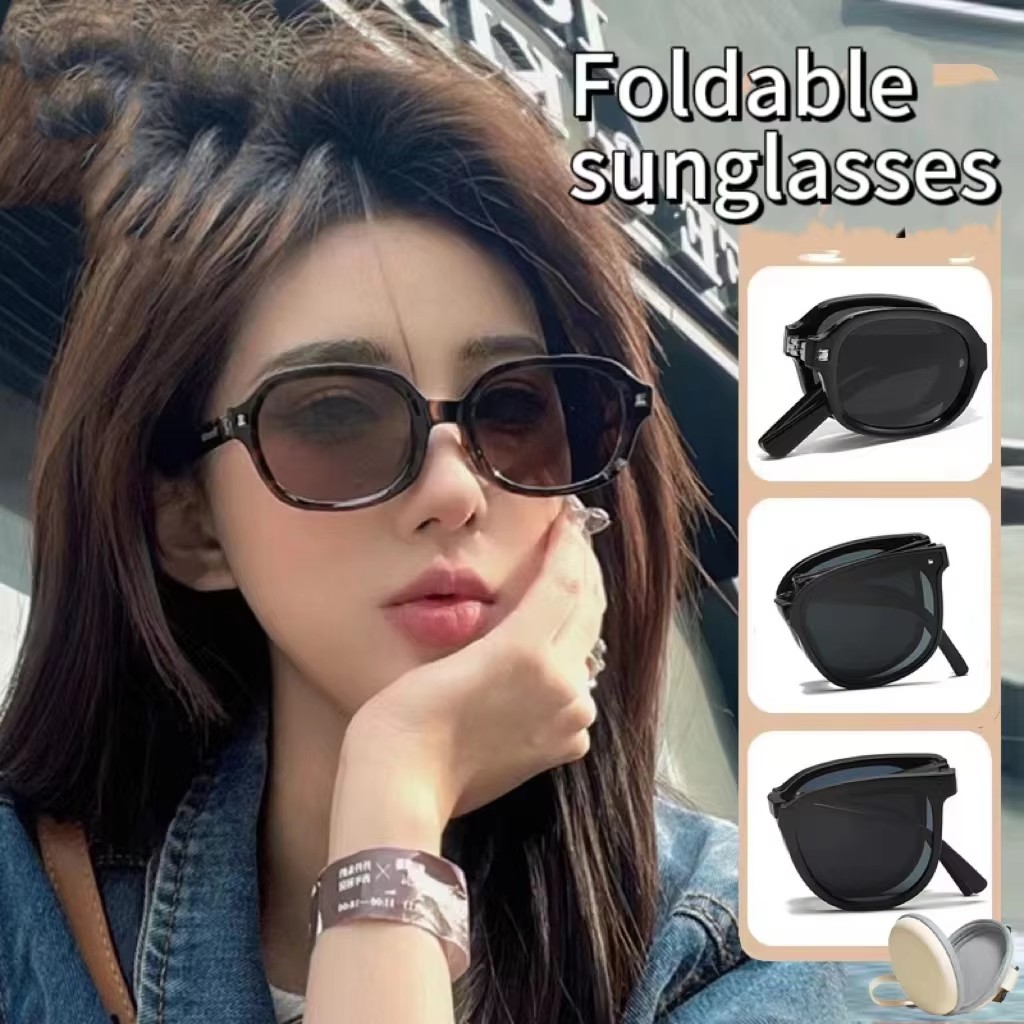 Foldable Sunglasses Women's 180 Degree Foldable Hd Anti-uv Polarizing Sunglasses Portable Driving Glasses