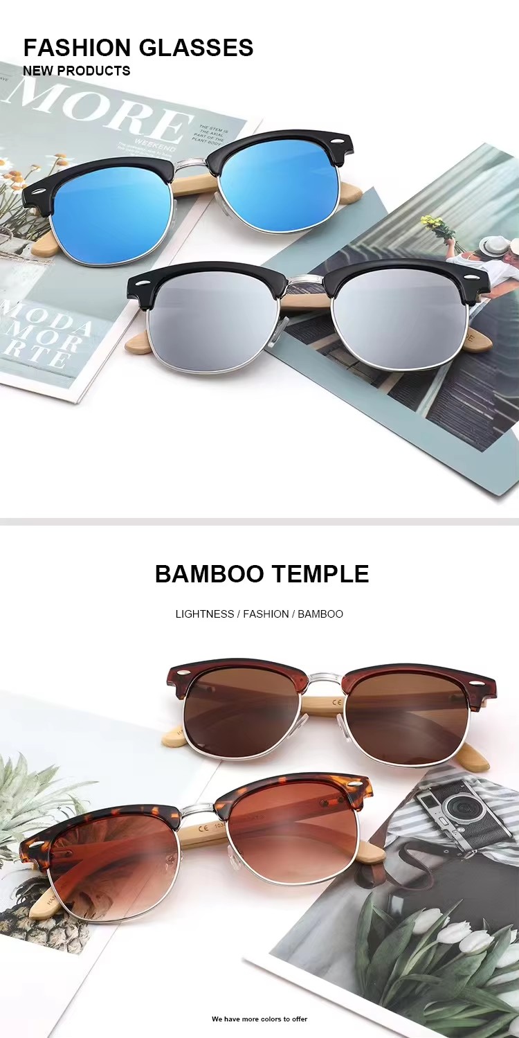 High Quality Vintage Half-frame Bamboo Reading Glasses Classic White Wooden Sunglasses