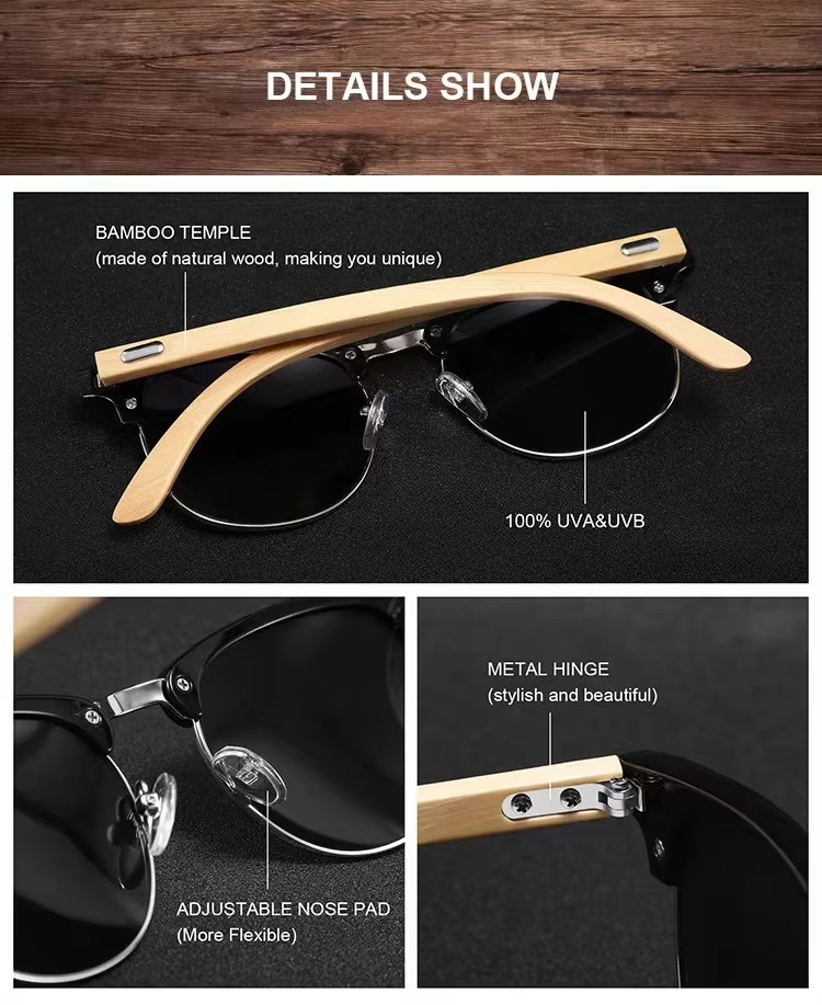 High Quality Vintage Half-frame Bamboo Reading Glasses Classic White Wooden Sunglasses