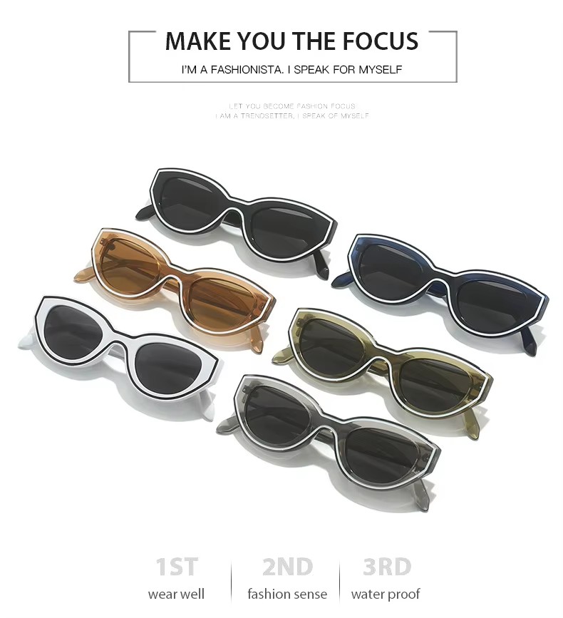 Wholesale Retro Cat Eye Small Frame Sunglasses Trend Design Uv400 Protection Shades For Men Women Multi-color Logo Packaging