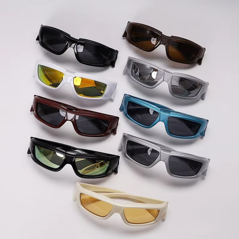 Fashion Trend Uv400 Sunglasses For Men And Women Square Frame Cycling Shades In Multiple Colors Blue Black White Silver Red