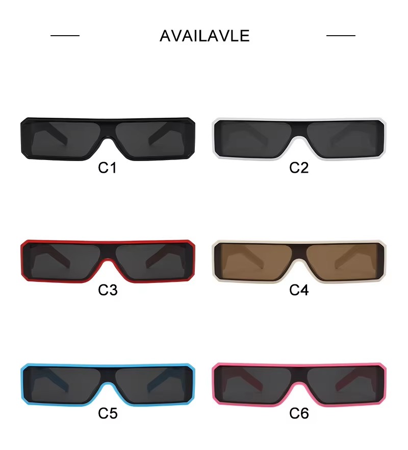 Trendy Unisex Punk One-piece Sunglasses Small Square Uv400 Shades Blue Black Red Pink Frames Classic Style Pc Material Lens Logo