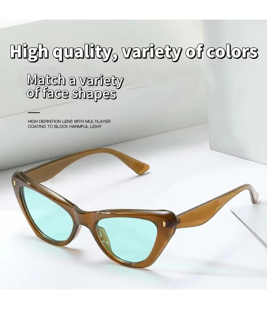 Retro Colored Framed Sunglasses For Women Hipster Personality Influencer Cat Eye Glasses